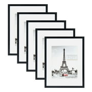 Scholartree 5-in-1 Contemporary Gallery Picture Frame Set, 12 x 16 Wall Picture Frames, Black